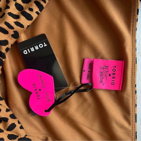 NWT Betsey Johnson x Torrid Mini Puff Sleeve Skater Dress Animal Print Size 3X - Picture 9 of 10